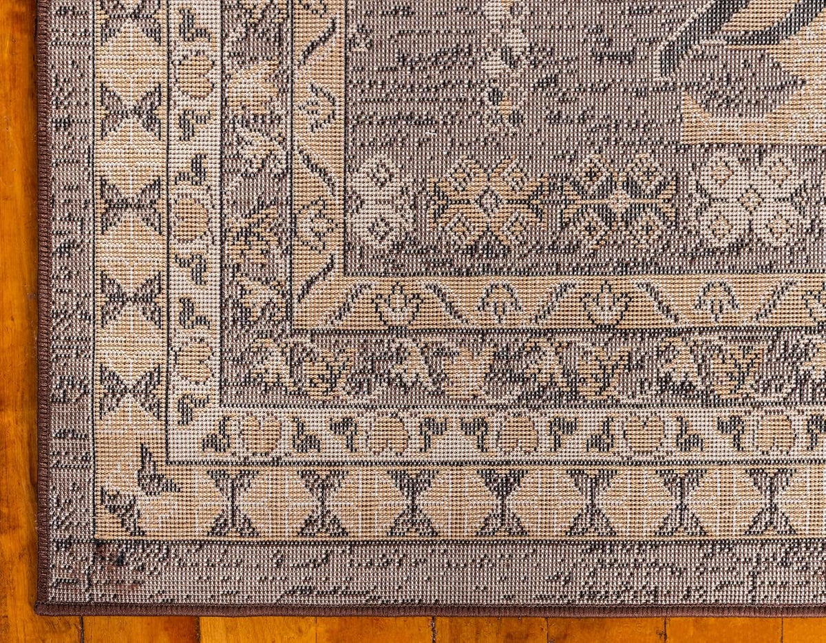 Taftan Collection Border Geometric Tribal Inspired Design Area Rug (2' 2 X 3' 0 Rectangular, Brown/Tan)