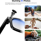 AI Smart Camera Glasses 8MP Camera for Women Men, 4K Photos & 1080P Video Recording,Anti-Shake, 12H Music/Bluetooth Calls, Real-Time Translation/Gpt Object Recognition (Anti-Blue Light)