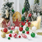 100Ct Christmas Ball Ornaments Set - Assorted Shatterproof Hanging Tree Ornament Set with Reusable Hand-Held Gift Package for Xmas Tree Holiday Party and Home Decor (Green and Red)