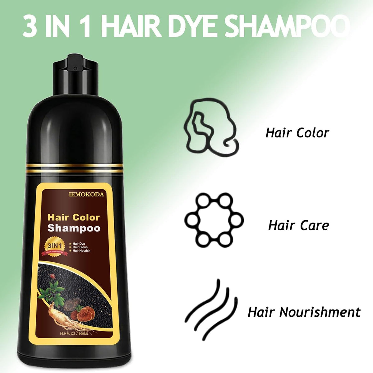 Hair Dye Shampoo for Women & Men, 3 in 1 Instant Hair Color Shampoo for 100% Gray Hair Coverage, Magic Coloring Shampoo, Beard & Root Touch Up, Easy At-Home DIY Salon, Plant Based (Blonde Brown)
