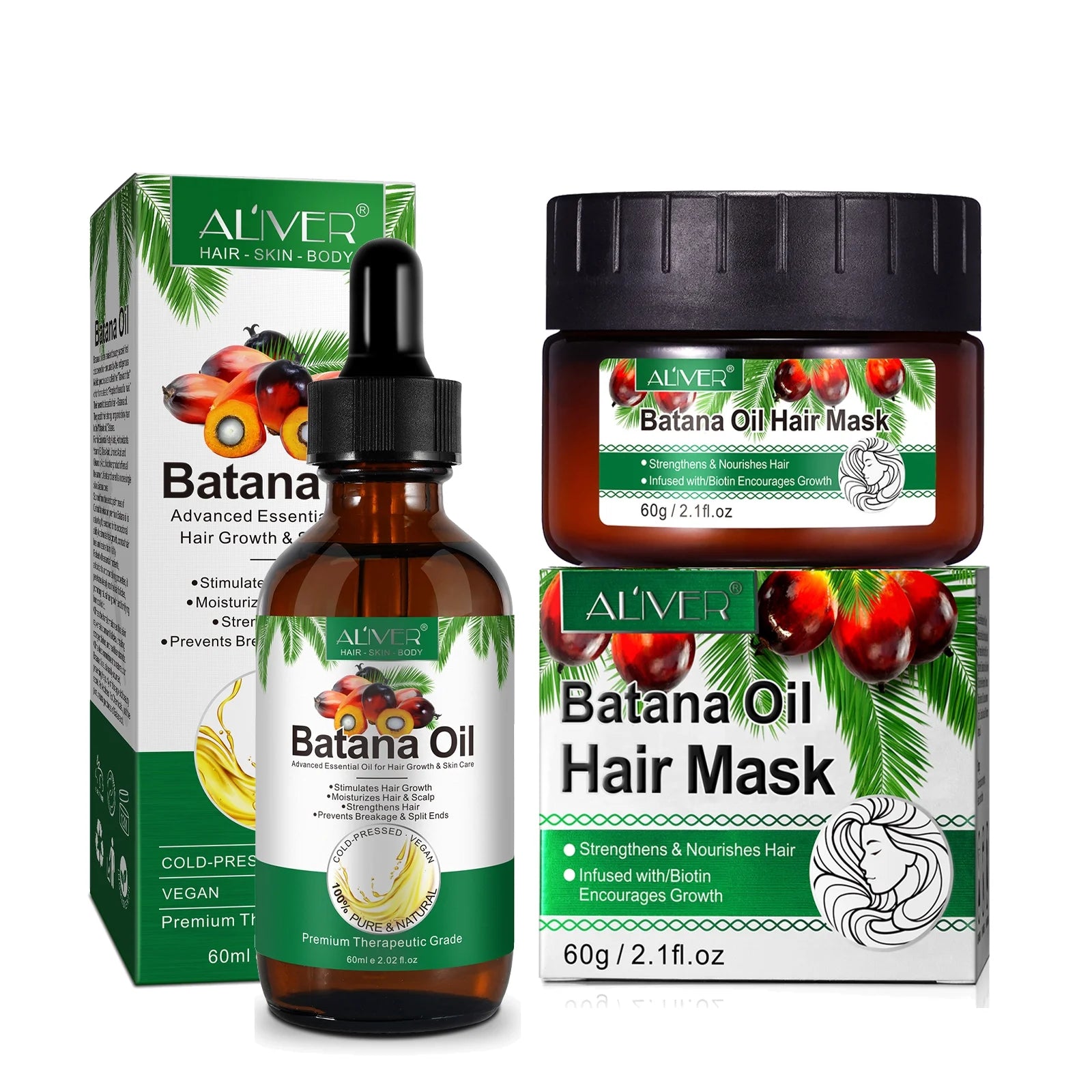 Batana Oil for Hair & Skin Care,100% Pure & Natural Batana Oil & Raw Batana Oil Hair Mask Set for Nourish & Moisturize Hair and Scalp