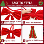 Extra Large Christmas Tree Topper Bow, 118X28 Giant Bow for Christmas Tree