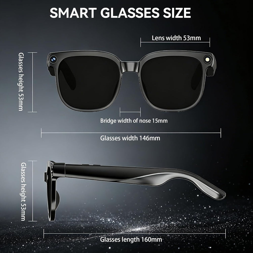 AI Smart Glasses with Camera,8Mp Camera Glasses,1080P Anti-Shake Video Recording Glasses, Real Time Translation,Ai Voice Assistant,Object Recognition,Bluetooth Sunglasses for Men Women (Photochromic)
