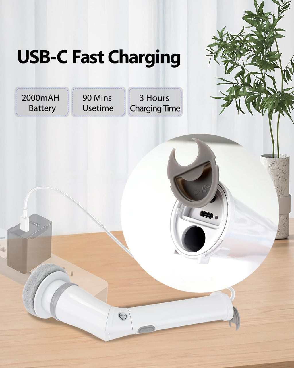 Electric Spin Scrubber,Long Cordless Cleaning Brush,Rotatable Shower Scrubber with 8 Replaceable Heads,Adjustable Detachable Handle Bathroom Scrubber for Bathtub,Tile,Floor and Car Cleaning