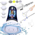 Electric Spin Scrubber,Long Cordless Cleaning Brush,Rotatable Shower Scrubber with 8 Replaceable Heads,Adjustable Detachable Handle Bathroom Scrubber for Bathtub,Tile,Floor and Car Cleaning