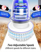 Electric Spin Scrubber,Long Cordless Cleaning Brush,Rotatable Shower Scrubber with 8 Replaceable Heads,Adjustable Detachable Handle Bathroom Scrubber for Bathtub,Tile,Floor and Car Cleaning