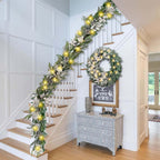 30 Inch Pre-Lit Silver White Christmas Wreaths for Front Door