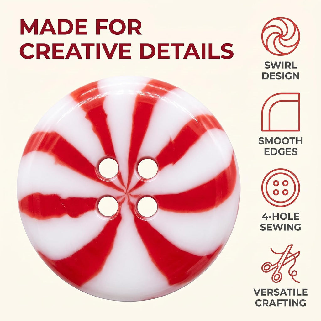 50 Pcs Red White Resin Christmas Xmas Sewing Buttons round Sewing Buttons Craft Decorative for Clothing, Fasteners, Buttons, Decorations
