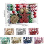 100Ct Christmas Ball Ornaments Set - Assorted Shatterproof Hanging Tree Ornament Set with Reusable Hand-Held Gift Package for Xmas Tree Holiday Party and Home Decor (Green and Red)