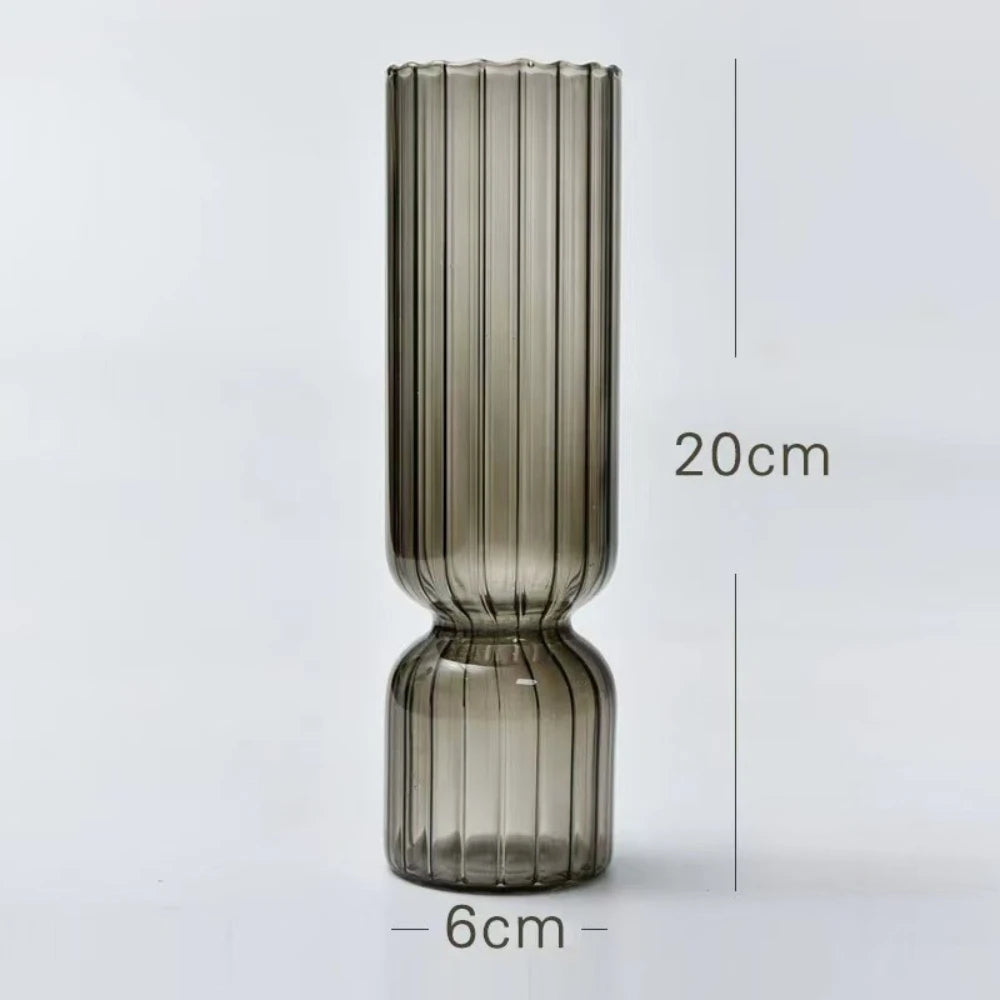 Nordic Striped Retro Glass Vase