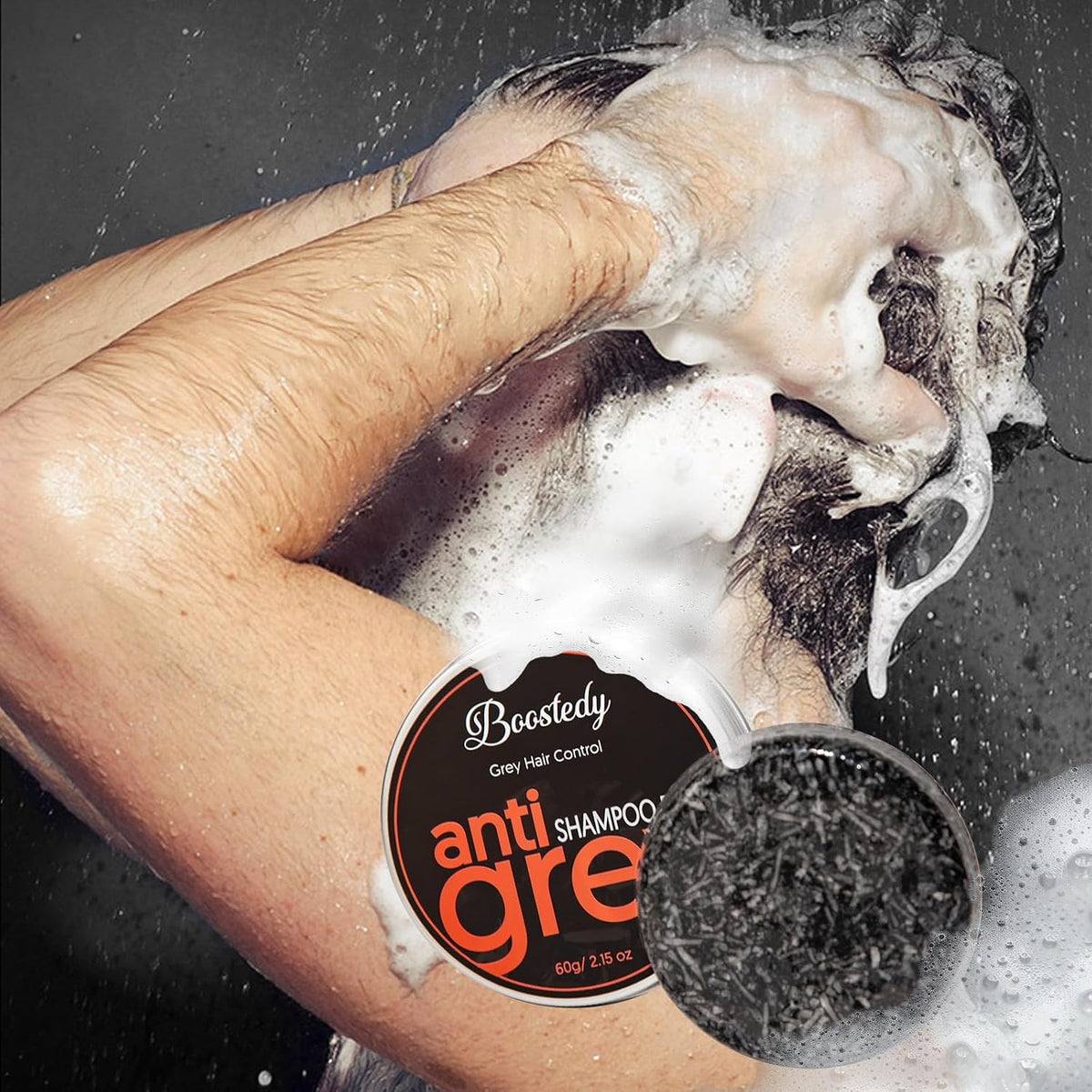 Anti Grey Hair Shampoo Bar - Conceals Grey Hair & Darkens Naturally - Reverse Gray Hair, Natural Moisturizing & Extra Strength Scalp Revitalizer - Solid Shampoo for Shiny, Healthy Hair, 2.15 Oz