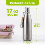 17Oz Stainless Steel Water Bottle,Double Walled Vacuum Leakproof,Silver | Cola Shape Vacuum Insulated Stainless Steel Water Bottle, Double Walled Design for Sports, School & Daily Outdoor Use