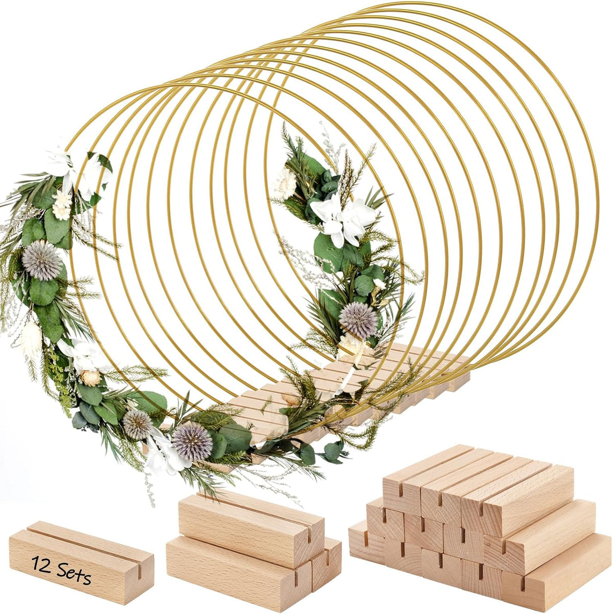 2 Inch Metal Floral Hoops for Wedding Decor, 12 Pack