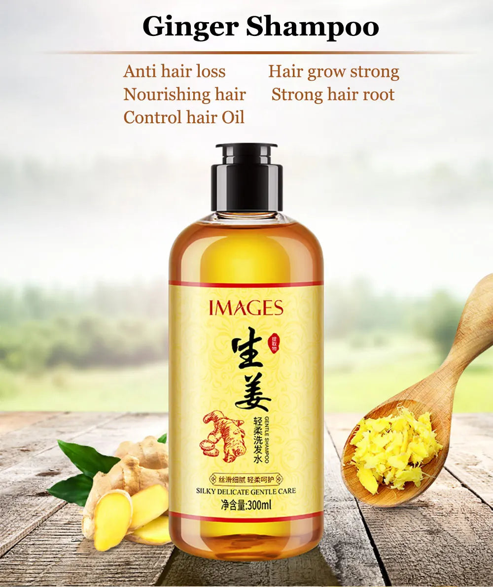 Chinese Formula Ginger Shampoo for anti Hair Loss Fast Growth Hair Grow Thicker Dense Control Hair Oil Treatment Dandruff 300Ml