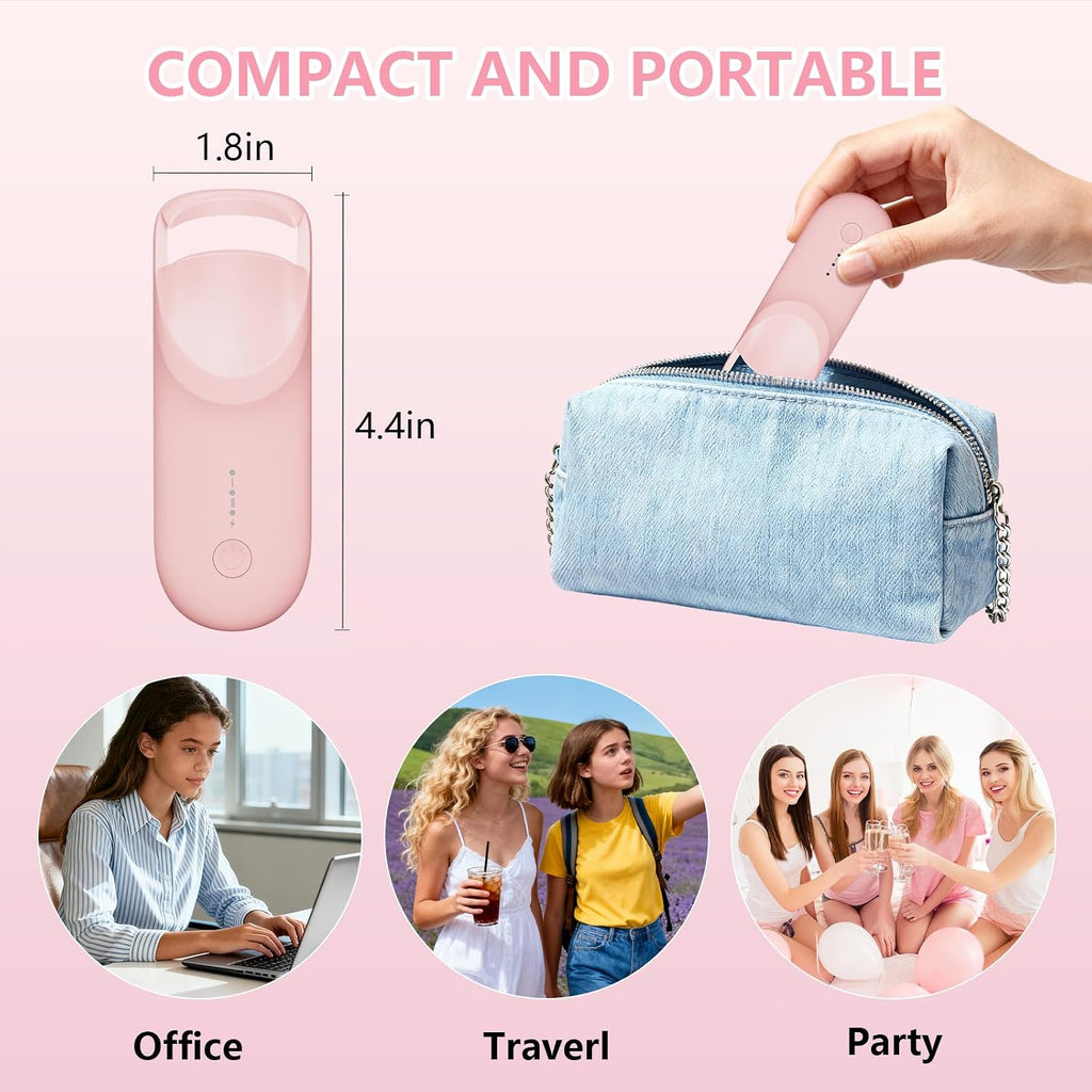 Heated Eyelash Curler, Electric Eyelash Curler with 2-Temp Modes & Type-C Charging, 8S Fast Heat 3S Style 24H Lift for Long-Lasting Natural Effortless Curls, Mini Heated Lash Curler for Women(Pink)