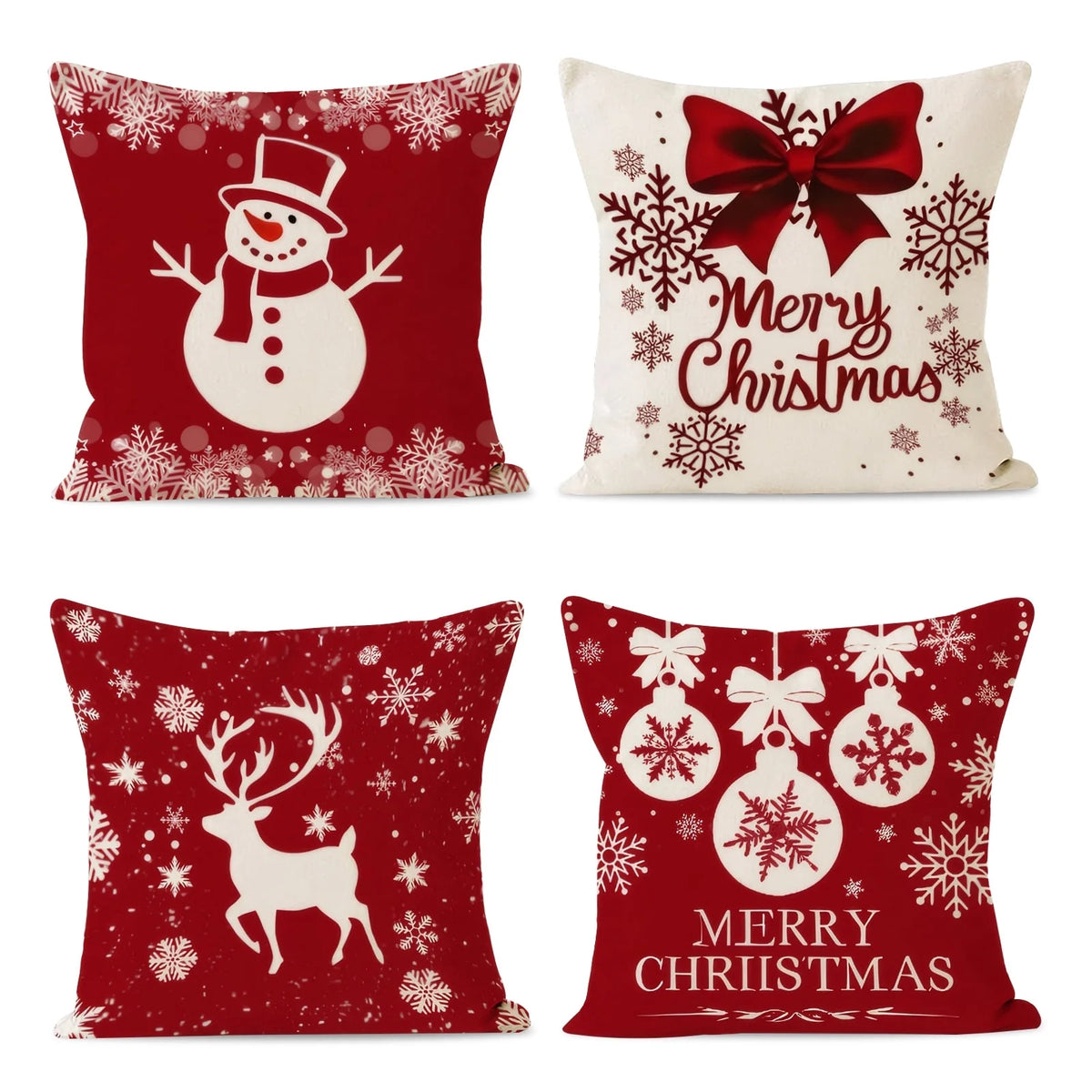 Farmhouse Christmas Pillow Covers, Set of 4, 18x18