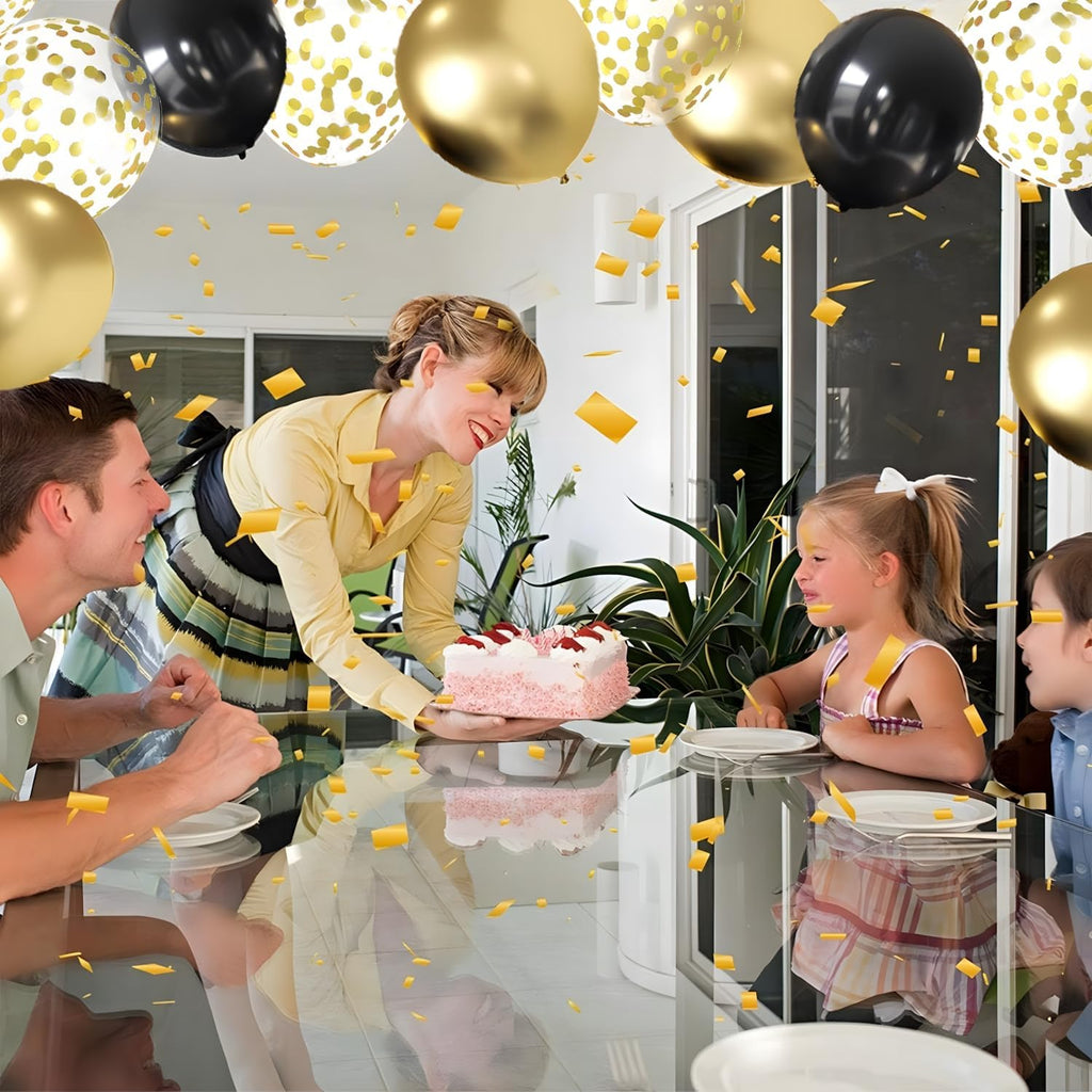 Black and Gold Confetti Balloons,50Pcs 12In,Latex,Party Decor