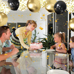 Black and Gold Confetti Balloons,50Pcs 12In,Latex,Party Decor