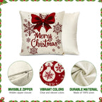 Christmas Pillow Covers 18X18 Inch Set of 4 Farmhouse Christmas Pillow Covers Christmas Pillow Cases for Sofa Couch Christmas Decorations Throw Pillow Covers
