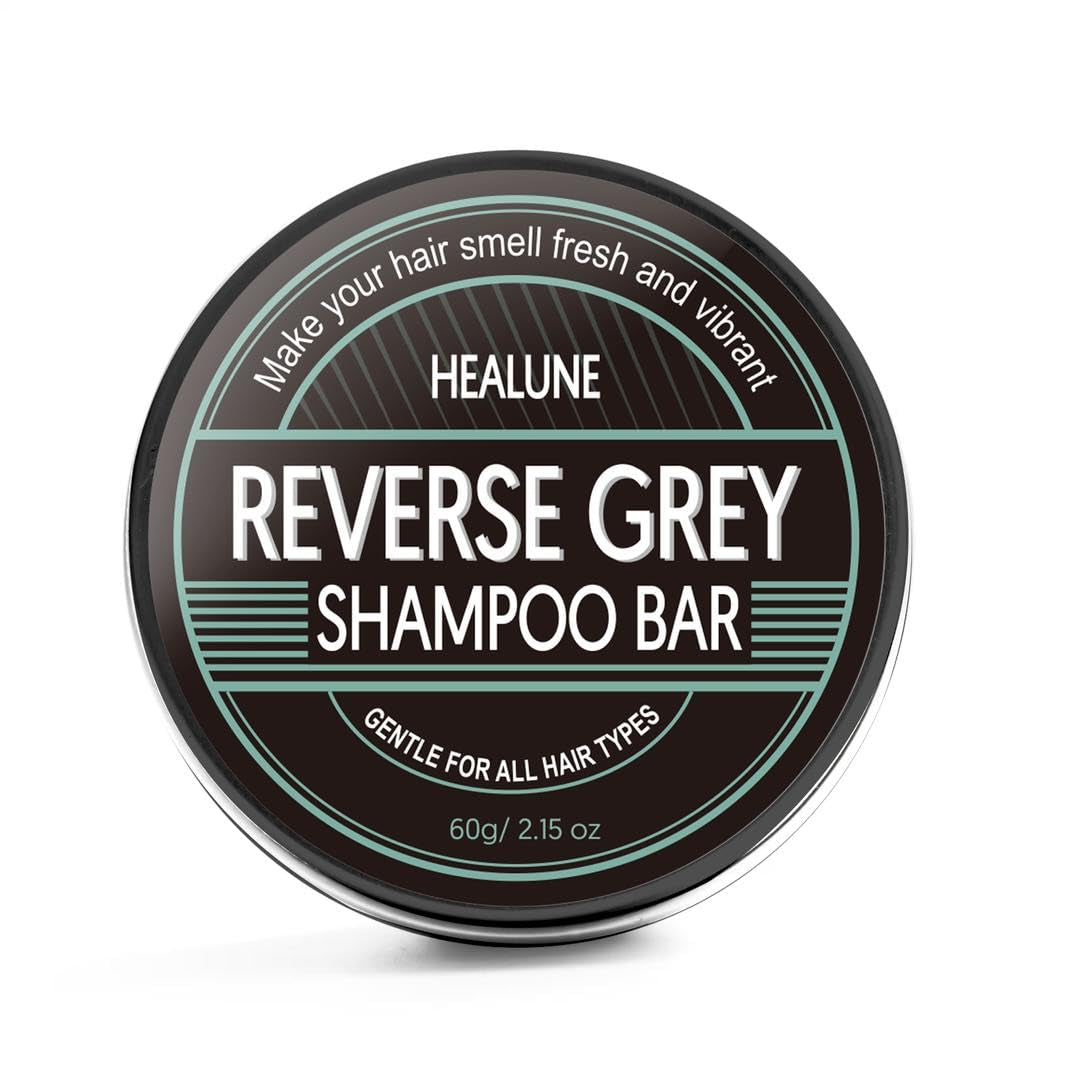 Reverse Grey Hair Shampoo Bar - Gray Hair Coverage, Hair Darkening Compressed Shampoo Bar, White Hair Coverage, Restore Shiny Hair, 2.15 Oz