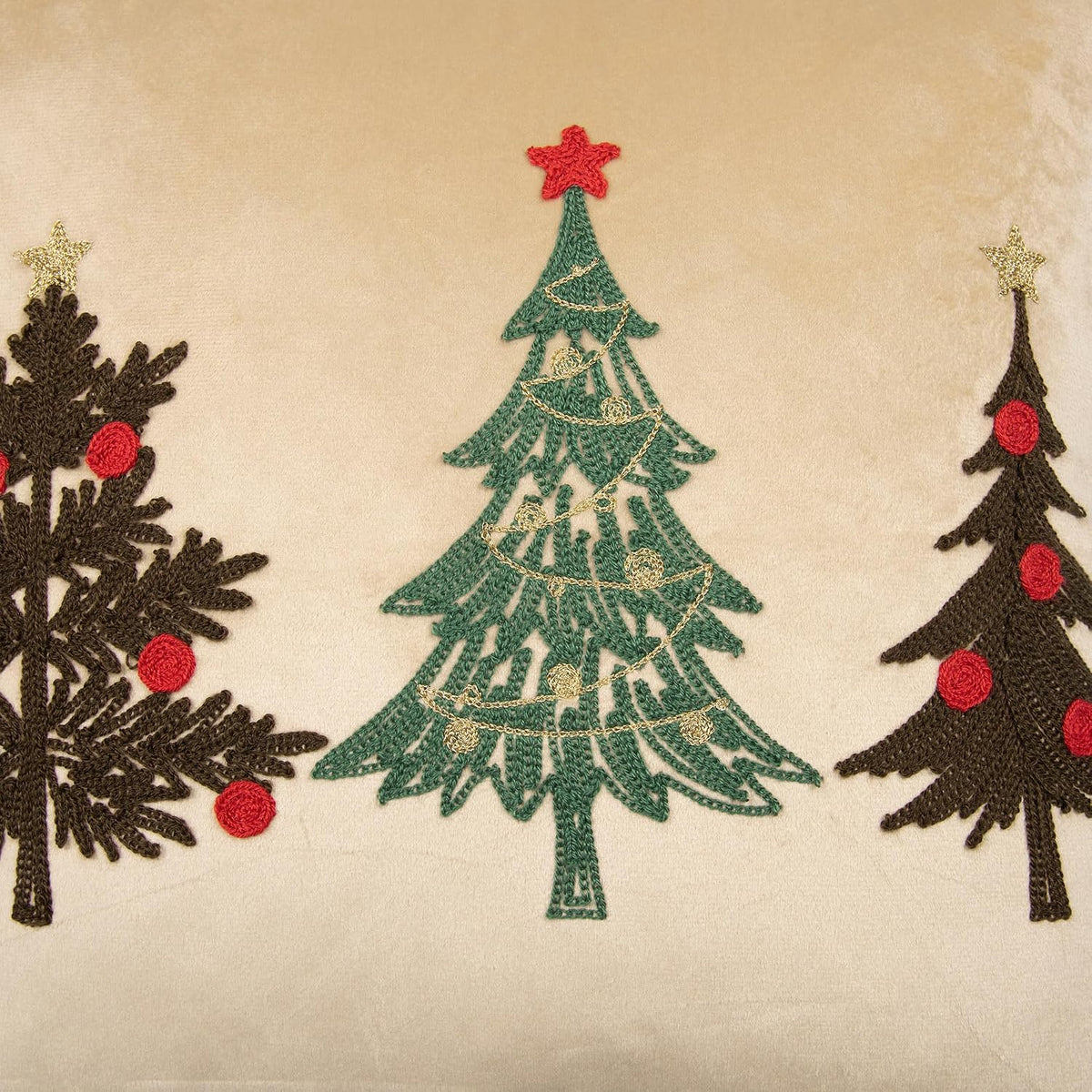 Christmas Tree Pillow Covers 18X18 Inch Gold Embroidered Tree Throw Pillows for Holiday Decorations - Cushions for Couch, Sofa, Bed, Living Room, Bedroom