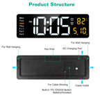 15.7In LED Digital Wall Clock with Remote Control for Home Gadget 10 Level Brightness 3 Alarm Settings 12-24Hr Format Timing Countdown Temperature Calendar Display Decorative Clock for Office Home