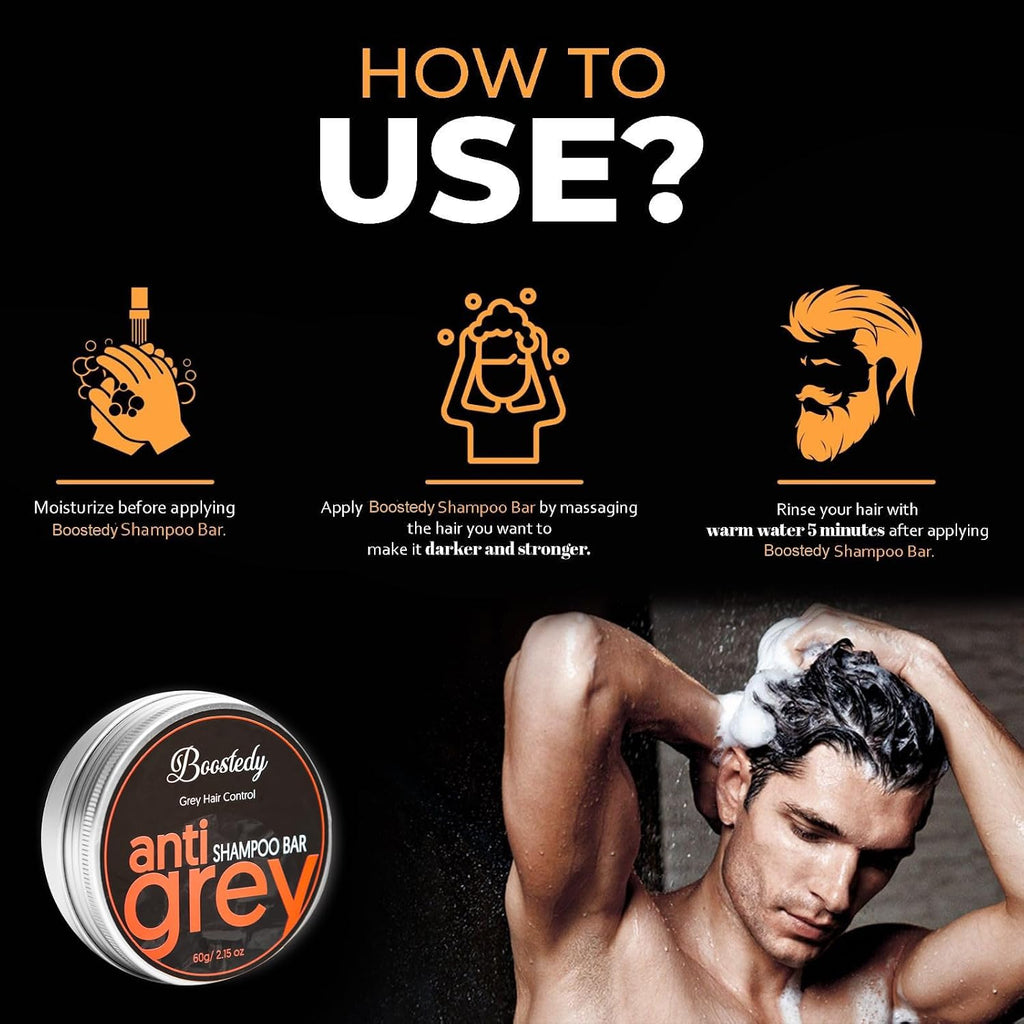 Anti Grey Hair Shampoo Bar - Conceals Grey Hair & Darkens Naturally - Reverse Gray Hair, Natural Moisturizing & Extra Strength Scalp Revitalizer - Solid Shampoo for Shiny, Healthy Hair, 2.15 Oz