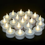 Flameless Tea Lights Candles - Realistic LED Flickering Operated Tea Lights Steady Battery Tealights Long Lasting Electric Fake Candles in White 24Pcs Decoration for Party and Gifts Ideas