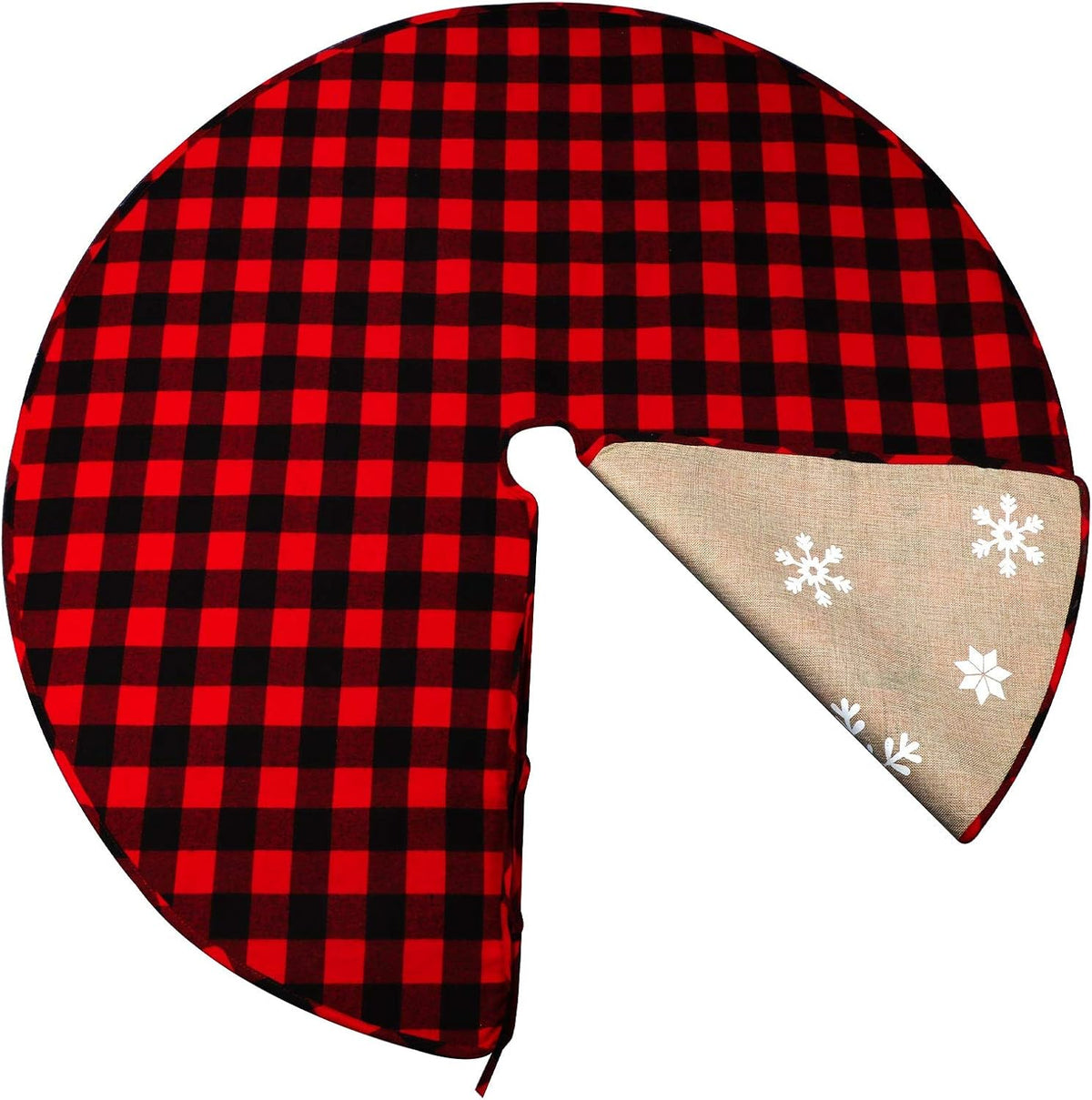 48 Inch Tree Skirt Red and Black Buffalo Plaid Christmas Tree