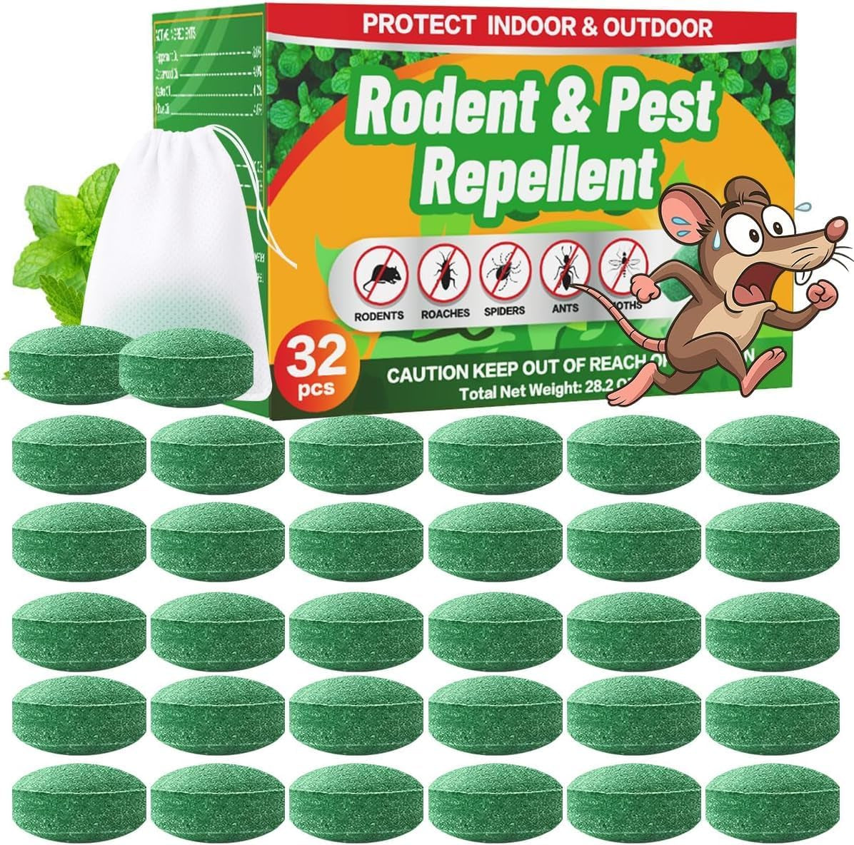 32 Pack Peppermint Rodent and Pest Repellent Pouches