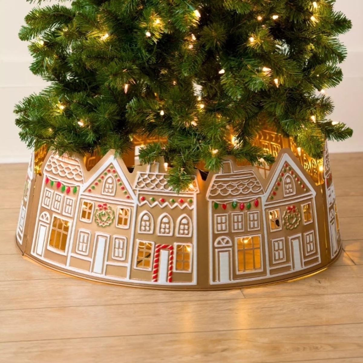 LED Christmas Tree Collar, PVC Skirt, 5 Panel Set