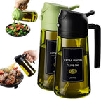 - 16Oz/470Ml Olive Oil Dispenser for Kitchen with Stickers - 2 in 1 Olive Oil Sprayer for Cooking, Air Fryer, and Salad, Black&Green (Light-Proof Kitchen Gadget)