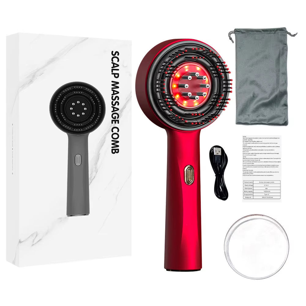 Portable Rechargeable Electric Scalp Massager Waterproof Head Massage Comb for Hair Growth