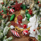100Ct Christmas Ball Ornaments Set - Assorted Shatterproof Hanging Tree Ornament Set with Reusable Hand-Held Gift Package for Xmas Tree Holiday Party and Home Decor (Green and Red)