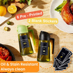 - 16Oz/470Ml Olive Oil Dispenser for Kitchen with Stickers - 2 in 1 Olive Oil Sprayer for Cooking, Air Fryer, and Salad, Black&Green (Light-Proof Kitchen Gadget)