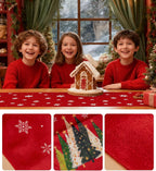 Christmas Table Runner Snowflakes Christmas Tree Home Decorations Red