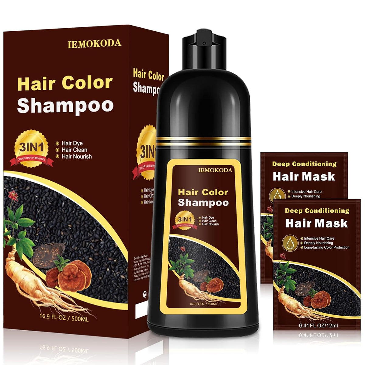 Hair Dye Shampoo for Women & Men, 3 in 1 Instant Hair Color Shampoo for 100% Gray Hair Coverage, Magic Coloring Shampoo, Beard & Root Touch Up, Easy At-Home DIY Salon, Plant Based (Blonde Brown)