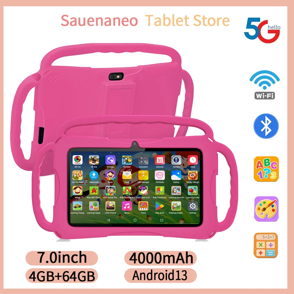 7 Inch Kids Learning Tablet with Android 13 | 4GB RAM 64GB ROM