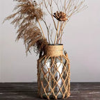 Vintage Bohemian Glass Vase | Handwoven Pocket Design