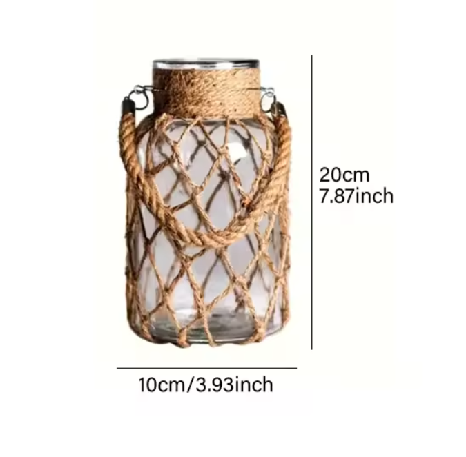 Vintage Bohemian Glass Vase with Handwoven Pocket