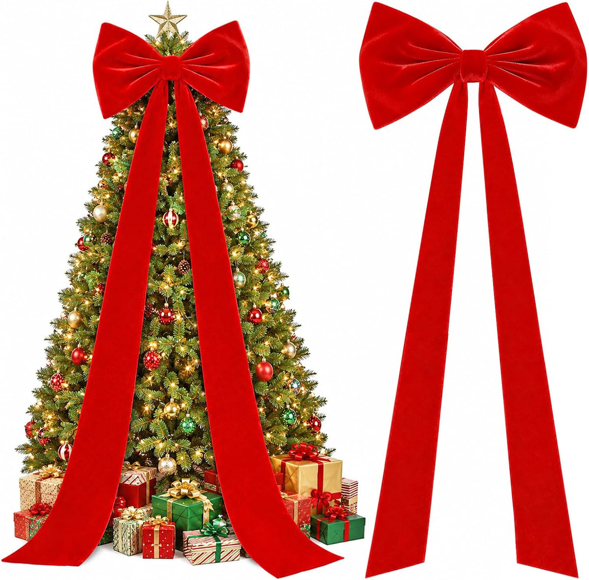 xtra Large Christmas Tree Topper Bow, 118x28