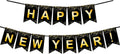 Black Gold Happy New Year Banner for New Year Party Decorations