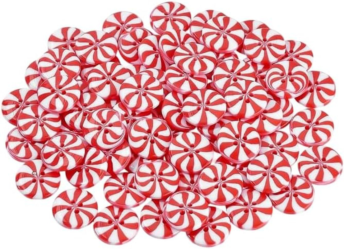 50pc Red and White Resin Christmas Sewing Buttons