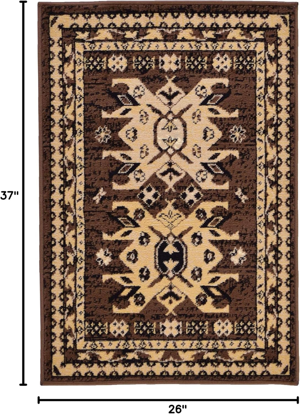 Taftan Collection Border Geometric Tribal Inspired Design Area Rug (2' 2 X 3' 0 Rectangular, Brown/Tan)