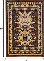 Taftan Collection Border Geometric Tribal Inspired Design Area Rug (2' 2 X 3' 0 Rectangular, Brown/Tan)