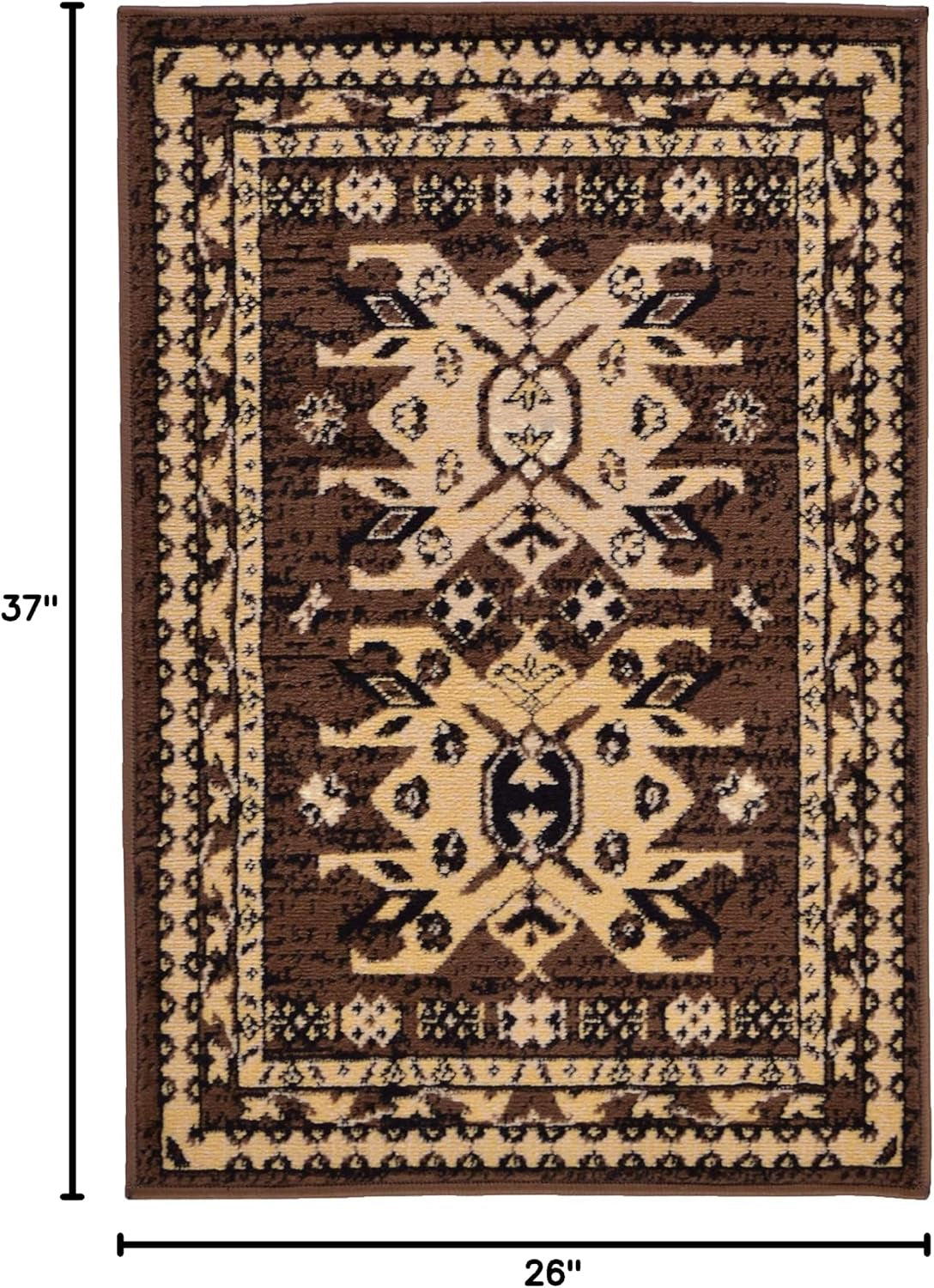 Taftan Collection Border Geometric Tribal Inspired Design Area Rug (2' 2 X 3' 0 Rectangular, Brown/Tan)