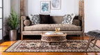 Taftan Collection Border Geometric Tribal Inspired Design Area Rug (2' 2 X 3' 0 Rectangular, Brown/Tan)