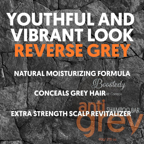 Anti Grey Hair Shampoo Bar - Conceals Grey Hair & Darkens Naturally - Reverse Gray Hair, Natural Moisturizing & Extra Strength Scalp Revitalizer - Solid Shampoo for Shiny, Healthy Hair, 2.15 Oz