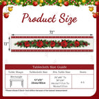 Watercolor Poinsettia Red Christmas Table Runner 13 X 72 Inch