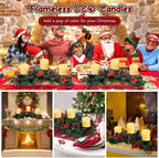 Christmas Centerpiece with Flameless Candles, Table Decor, Creamy White